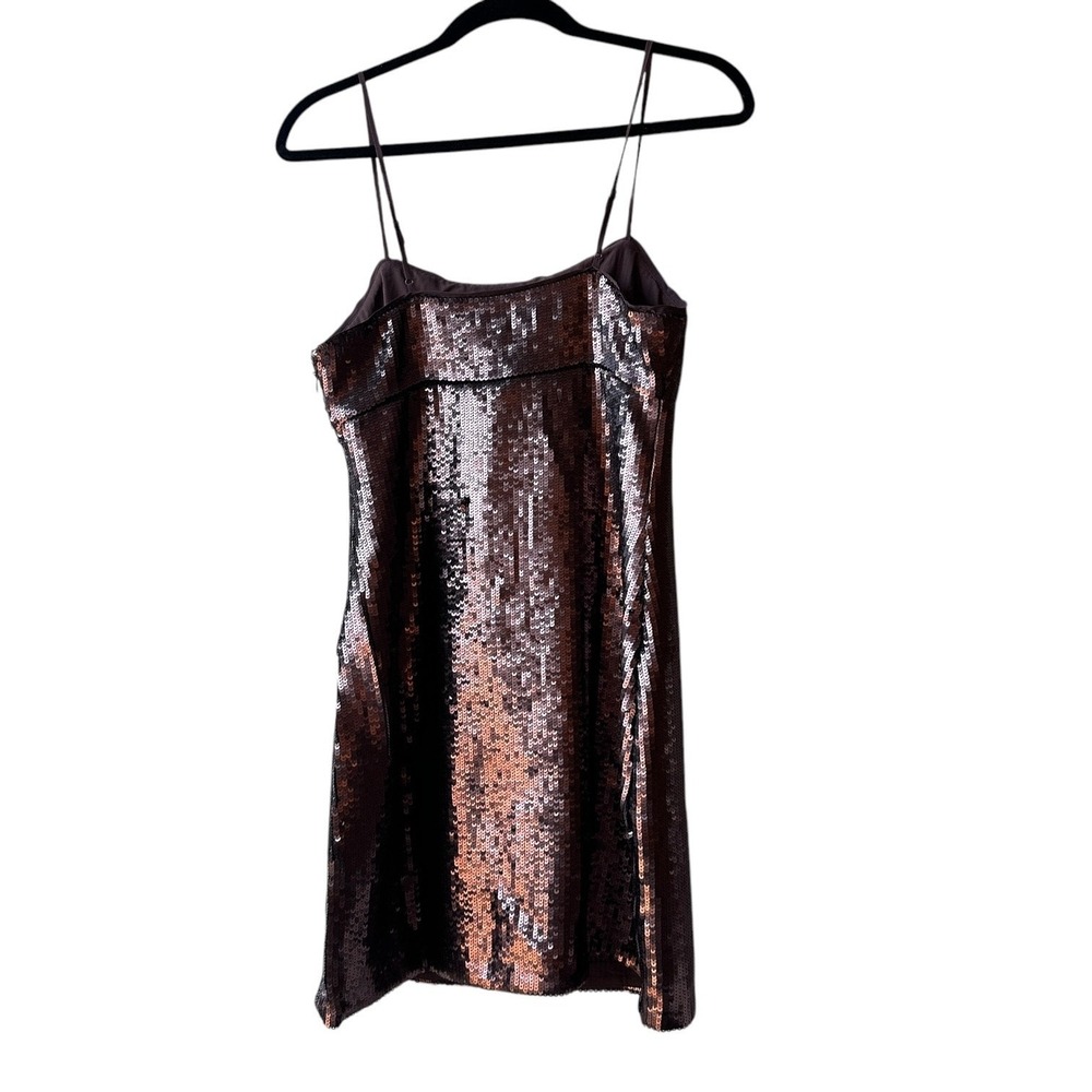 madewell no111 marilyn sequin slip mini dress hot cocoa brown, women size 2 - Picture 3 of 6
